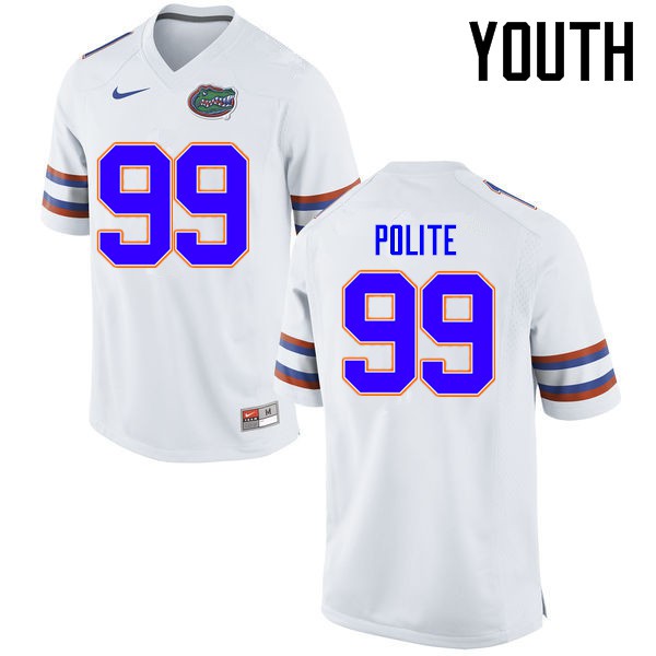 Florida Gators Youth #99 Jachai Polite College Football Jersey White